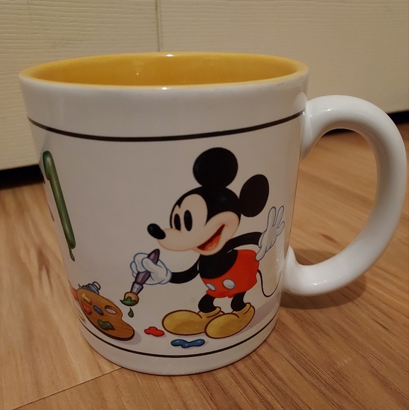 Disney Mickey Mouse Large Coffee Tea Mug You're #1 Painting Yellow Interior - Picture 1 of 7
